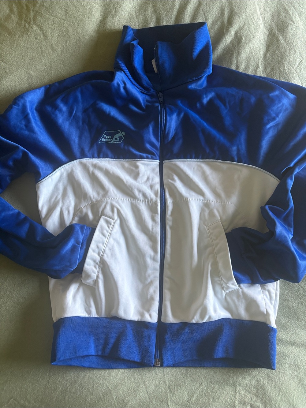 Pace Setter Vintage Blue and White Men's Track Jacket - Performance Zip-Up
